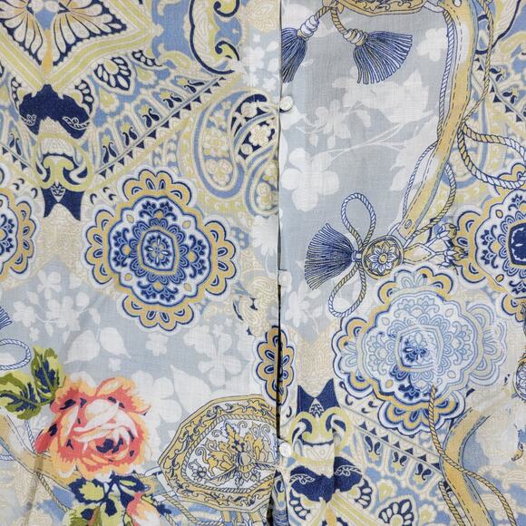 Chicos Tunic Top Womens 3 No-Iron Linen Floral Paisley Loop-Back Button Down - Picture 12 of 16